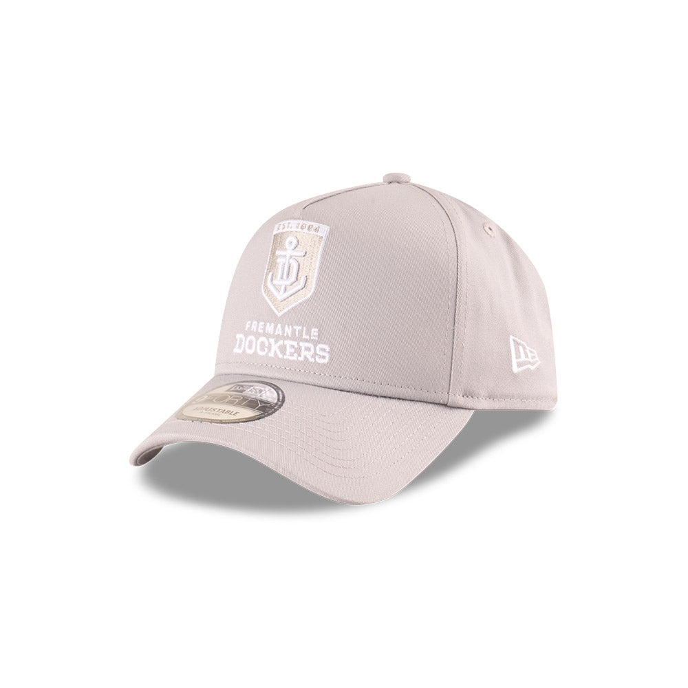 Fremantle Dockers Hat - 2025 Grey White 9Forty A-Frame AFL Snapback Cap - New Era